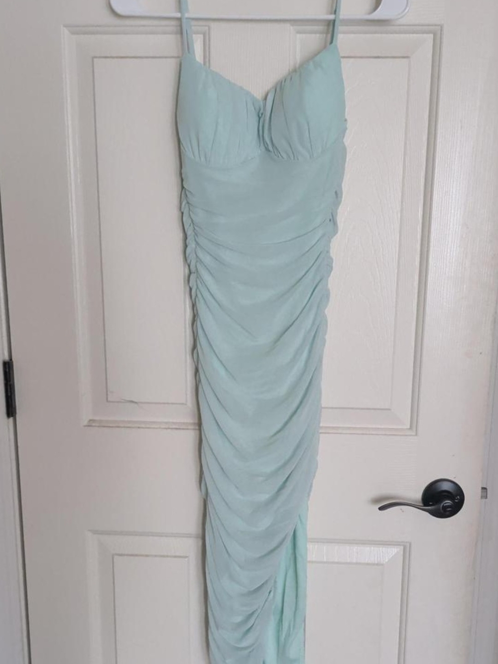 Windsor Mint Strapless Ruched Gown